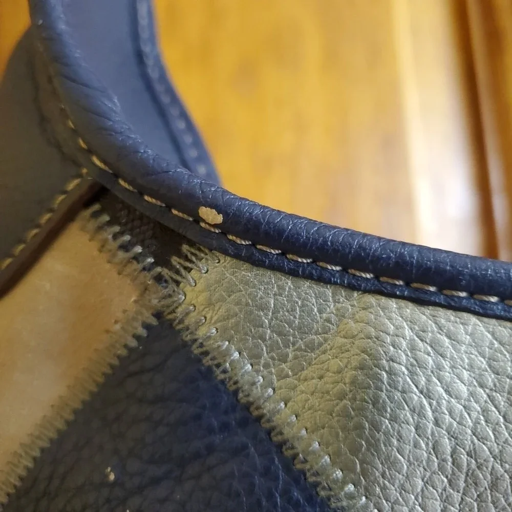 Tignanello Blue Leather Patchwork Hobo Shoulder Bag Purse Italian Bohemian